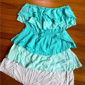 O’Neill aqua layered strapless mini dress